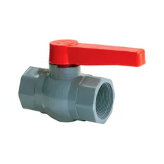 Кран кульовий Plamix PVF-2" FF PVC, ручка "важіль" (grey+red) (PM0630)