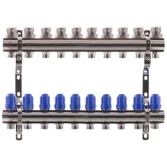 Коллекторный блок с термостатическими клапанами Koer KR.1100-10 1”x10 ways (KR2636)