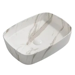 Раковина накладная Mixxus Premium BEVEL-0102 MARBLE 495х370х135mm (MP6519)